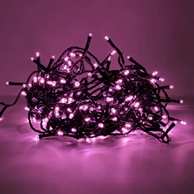 Immagine di Luccika serie stringa luminosa di luci da 9 Metri con 180 Led Rosa per albero Natale Esterno ed Interno controller 31V 8 giochi luce e Memoria cavo verde