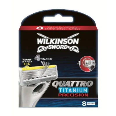 Immagine di Wilkinson Sword Quattro Titanium Lamette di precisione per rasoio, confezione da 8