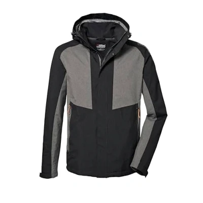 Immagine di killtec Uomo La giacca funzionale è impermeabile/giacca da esterno con cappuccio staccabile cerniera KOS 54 MN JCKT, dark anthracite, 4XL, 41334 000