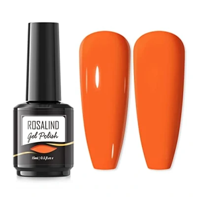 Immagine di ROSALIND Colore Arancione Smalto Semipermanente per Unghie, 15ml Soak off UV Gel Unghie Smalti Orange Color Nail Polish 1Pcs