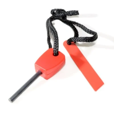 Immagine di Ganzoo Set di 2 mini acciarini (pietra focaia in magnesio, 4 cm lunghezza) per attività all&#039;aperto/sopravvivenza rosso, accendifuoco da campeggio (Firesteel), lint magnesio