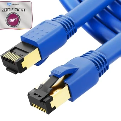 Immagine di HB Digital 3m Cavo di rete CAT 8.1 S/FTP LSZH Blu 40 Gbps patch LAN Gigabit RJ45 maschio Ethernet PIMF 2000 MHz Compatibile con Cat.6 Cat.7 Cat.8