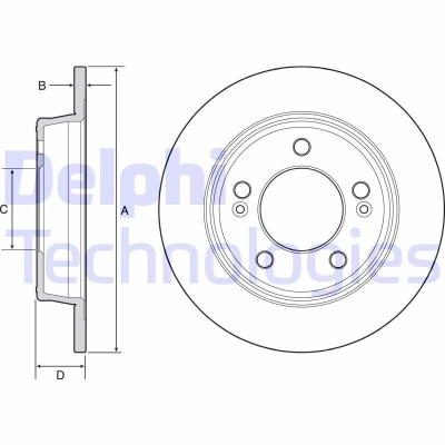 Immagine di DELPHI BG4559C Disco freno 262 10 5 pieno rivestito non trattato senza cuscinetto ruota, anello sensore ABS KIA: cee‘d II Hatchback