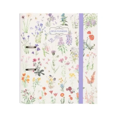 Immagine di Grupo Erik: Raccoglitore A4 Wild Flowers, a 2 anelli con elastico e copertina rigida in cartone, 32 x 27 cm, Cartellina portadocumenti A4, ragazza