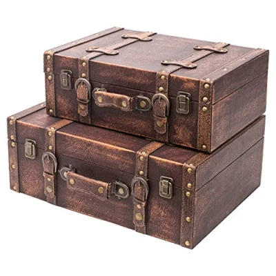 Immagine di HMF VKO103 Valigia in Legno Vintage Set di 2 Dimensioni diversi Classici