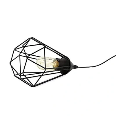 Immagine di Eglo lampada da tavolo Tarbes, in look retrò vintage a uno punto luce, comodino acciaio, nero, presa E27, interruttore incl