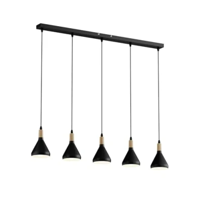 Immagine di Lindby lampada a sospensione &#039;Arina&#039; dimmerabile (Moderno) colore Nero, in Metallo ad es. Soggiorno &amp; Sala da pranzo (5 luci, E14) sospensione, soffitto, lampada, plafoniera