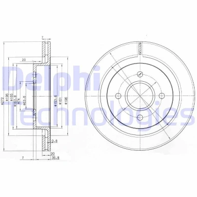 Immagine di Dischi freno completi, ventilato DELPHI BG2758, Posteriore, 2 Pezzo