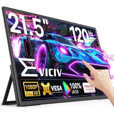 Immagine di EVICIV Monitor Portatile TouchScreen 21,5 Pollici 120Hz, 1080P Portable Schermo con HDMI/Type C per PC Laptop Telefono Switch, Supporta VESA