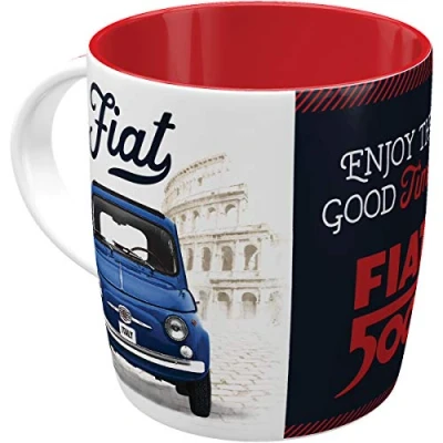 Immagine di Nostalgic Art Tazza da caffè retrò, Fiat Good things Idea regalo per amanti di auto, in ceramica, divertente design vintage con detto, 330 ml