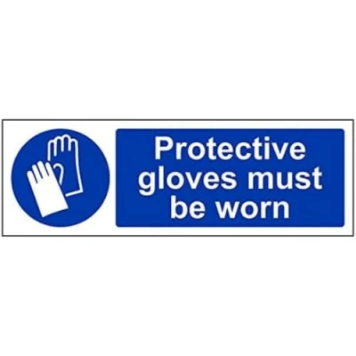 Immagine di vsafety 41081 ax r &quot;Guanti di protezione deve essere indossato obbligatoria&quot; DPI, Plastica rigida, paesaggio, 300 mm x 100 mm, colore: blu