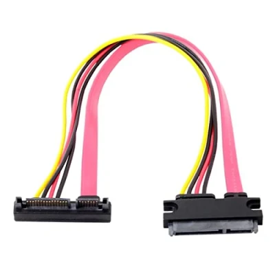 Immagine di Up Angled SATA III 3.0 7+15 22 pin maschio a femmina cavo di prolunga dati 30 cm