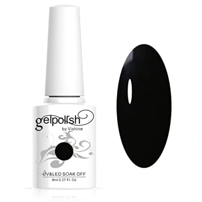 Immagine di Vishine Smalto Semipermente per Unghie in Gel UV LED Smalti Nero Colori Soak Off Manicure e Pedicure 1pzs #1348