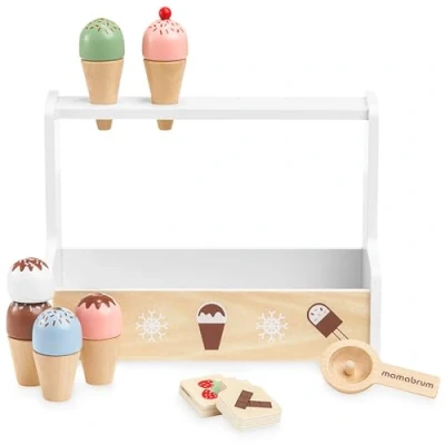 Immagine di Mamabrum Gelateria in Legno per Bambini, Set da Gioco con Accessori Cucina, Cibo Gioco, Bambini dai 3 Anni, Perfetto Giochi di Ruolo e Piccoli Chef