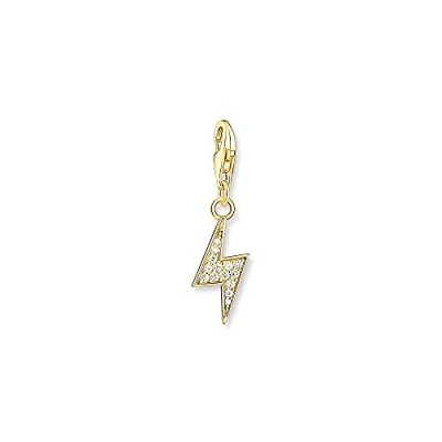 Immagine di Thomas Sabo Fascino argento sterling zirconia cubica Donna, Oro, Misura unica 1882 414 14, Ciondolo color oro a forma di fulmine con pietre bianche