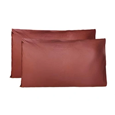 Immagine di Coppia di Federe 100% Puro Cotone 40x80 CM, Set 2 Tessuti per Cuscino Letto Made in Italy, Chiusura a Busta, Tinta Unita, Misura Standard Bordeaux