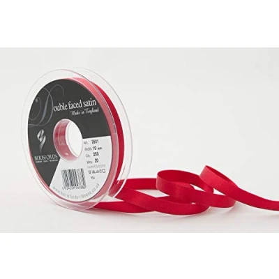 Immagine di Berisfords 3501 Nastro Double Face in Raso di Poliestere, Rosso, 10 mm, 20 unità