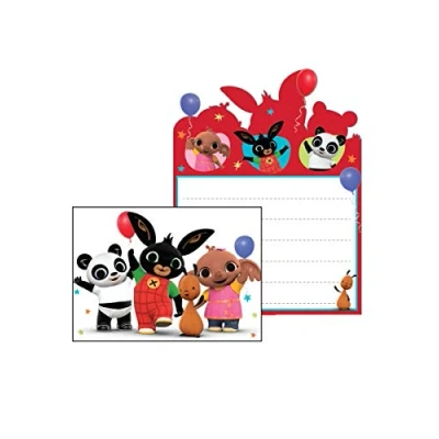 Immagine di amscan Bing Bunny 9901509 Inviti per feste in piedi Confezione da 8