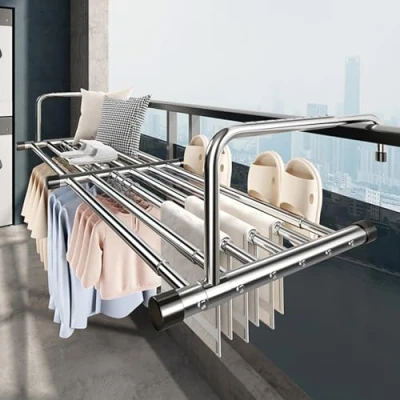 Immagine di Stendino Da Termosifone, Stendibiancheria Balcone, Estensibile, In Acciaio Inossidabile,Per Finestre Di Sicurezza, Ringhiere, Radiatori, Hanging Drying Rack ( Size : Teles