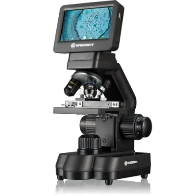 Immagine di Bresser Microscopio Biolux Touch 5 MP LCD per scuola e hobby con tavolo meccanico incrociato HDMI, USB, porta SD