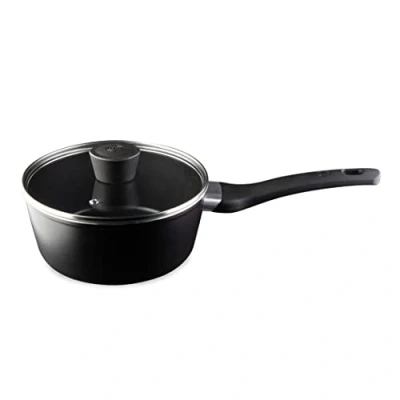 Immagine di MasterChef Pentolino Induzione, Pentole Antiaderente con Coperchio Pentola, Crock Pot per Pasta, Polenta, Agnelli, Antigraffio, Alluminio, Tutti i Piani, Lavabile in Lavastoviglie, 20cm, Nero