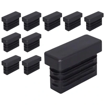 Immagine di SKIR&#039;CO tappi rettangolari in plastica, 10 x 25 mm, opachi, inserti per tubi rettangolari, pali recinzioni, colore nero RAL 9005, pezzi