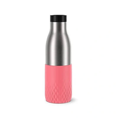 Immagine di Emsa Botella Bludrop Sleeve N31108, 0,5 litros, 100% hermética, cierre Quick Press, placer de beber 360, calor 12 h frío 24 h, apto para lavavajillas, acero inoxidable, color coral