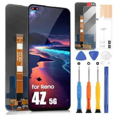 Immagine di Schermo LCD per Oppo Reno4 Z 5G/Reno4Z 5G CPH2065 Display Digitizer Touch Screen Sostituzione Assembly con Riparazione Kit (6.57&quot;,Nero)