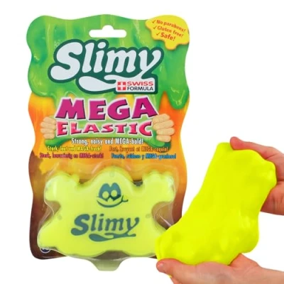 Immagine di SLIMY Mega Elastic 150 g di colore giallo Massa da gioco originale Slime per bambini, divertimento con melma super estensibile in scatola Slimy, plastilina elastica (da 3 anni)