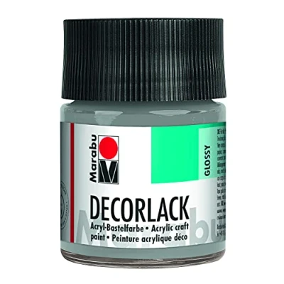 Immagine di Marabu 11300005782 vernice acrilica metallizzata, argento 782, 50 ml, lucida a base d&#039;acqua, resistente alle intemperie, alla saliva, per pittura, stencil e decoupage