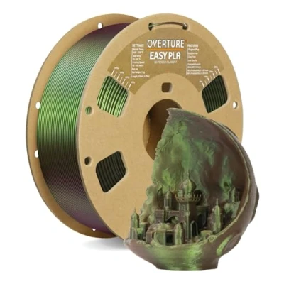 Immagine di OVERTURE Shimmer EASY PLA Filamento 1.75 mm, per Stampante 3D 1kg (2.2lb), Precisione Dimensionale +/ 0.03 Compatibile Maggior Parte delle Stampanti FDM (Shimmer Bronzo)