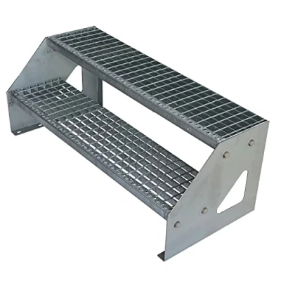 Immagine di Scale con griglia in acciaio Premium 2 Gradini Scala autoportante Completamente zincata Dimensioni (L x L H) 44cm 120cm 38cm Resistente alle intemperie e alla corrosione