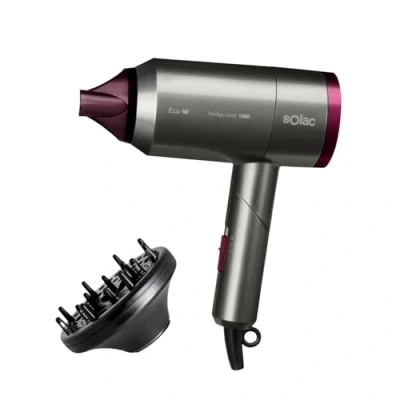 Immagine di Solac Asciugacapelli Hair &amp; Go Ionic 2000W, 2 velocità, temperature, Pieghevole con sistema Twist Move, Phon da viaggio ultraleggero 400g, Consumo reale 1800W, Flusso d&#039;aria &gt;90km/h