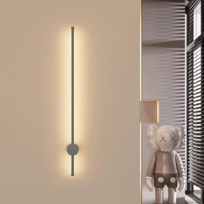 Immagine di Klighten LED Applique da Parete Interno Lunga, Lampada Esterni, Alluminio Esterno, per Soggiorno Scala Corridoio Luce Notturn, IP65, Bianca Calda 3000K, Grigio Scuro, 100CM/28W