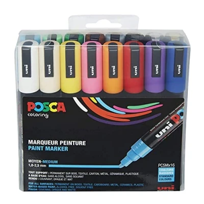 Immagine di POSCA Pennarelli Uni Basic PC5M Linea 1,8 2,5 mm Set di 16 colori