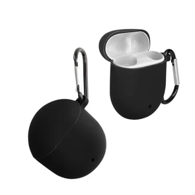 Immagine di kwmobile Custodia Silicone Cuffie Compatibile con Google Pixel Buds 2 (2020) Cover Porta Auricolari Moschettone Case nero