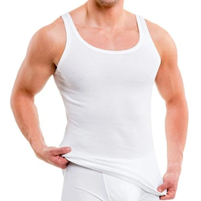 Immagine di HERMKO 3000 Cannottiera a Coste da Uomo 100% Cotone, Testata tossicologicamente, Canotta Intima Top Sportivo Franco Fabbrica Confezione 5 Pezzi, Größe Herren:5 (L), Farbe:Bianco