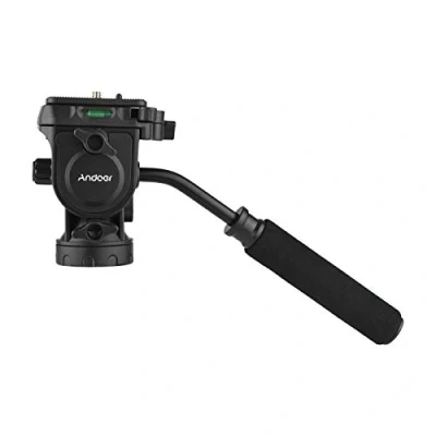 Immagine di Andoer Testa a sfera fluida con rotazione panoramica 360, portata massima 5 kg, manico per videocamera vite da 1/4&quot; e treppiede monopiede 3/8&quot;