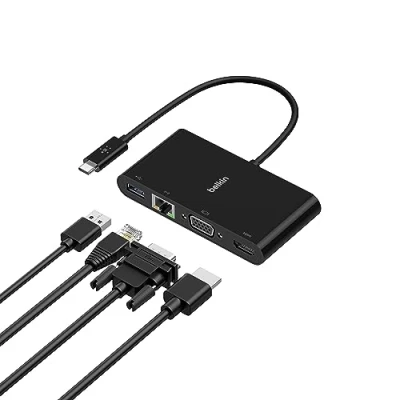 Immagine di USB C Multimedia Adapter (GBE, HDMI, VGA, A), BLK