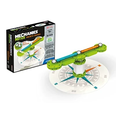 Immagine di Geomag Mechanics Motion Magnetic Compass Educational and Creative Game for Children Building Blocks, with Recycled Plastic Set of 35 Pieces