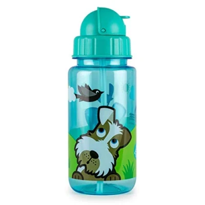 Immagine di TUM Borraccia Bambini Flip Top, con Cannuccia in Tritan, 400ml, Senza BPA Scruff the Dog