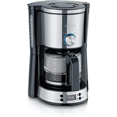 Immagine di Severin 4826 Macchina per il caffè Acciaio inox (spazzolato), Nero Capacità tazze=10 Funzione timer, mantenimento calore, Caraffa in vetro