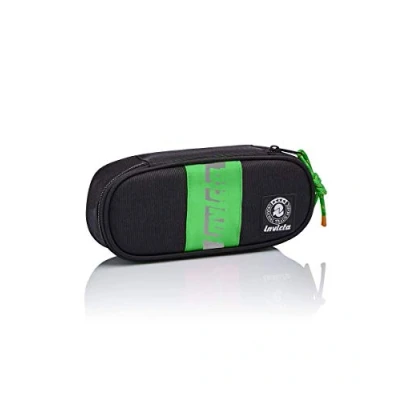 Immagine di Invicta Portapenne Round Plus, Reflectband, Nero e Verde, Accessori Scuola, Zaini, Bambini ragazzi
