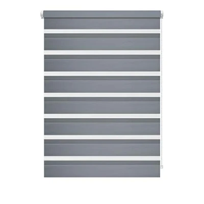 Immagine di Deco Company, Tenda a Rullo Doppia Incastro, Catenella Laterale, Bande Trasparenti e opache, incl. Materiale di Montaggio, Poliestere, Grigio Chiaro, 60 x 150 cm