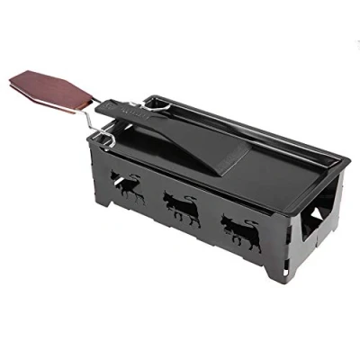 Immagine di Ladieshow Mini Raclette, Piastre Per Raclette Antiaderente Formaggio Con Manico In Legno, Griglia Elettrica Una Spatola, Riscaldata Da Candlelight Fuso