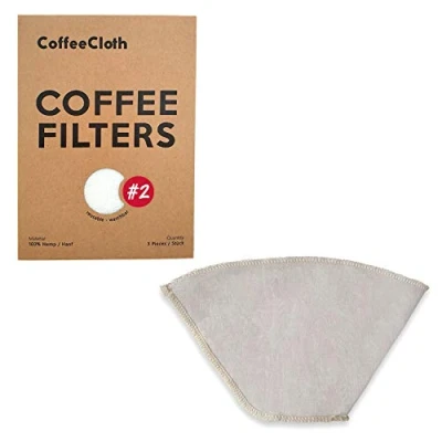 Immagine di Earthtopia 3 Pezzi Filtri per Caffè Riutilizzabili in Tessuto 100% Canapa Sacchetti Filtro Ecologici permanenti (Taglia 2)