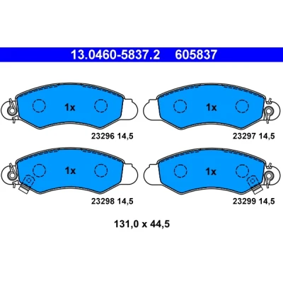 Immagine di ATE 13.0460 5837.2 Kit pastiglie freno con segnalatore acustico usura SUZUKI: SWIFT 2, SUBARU: JUSTY 2