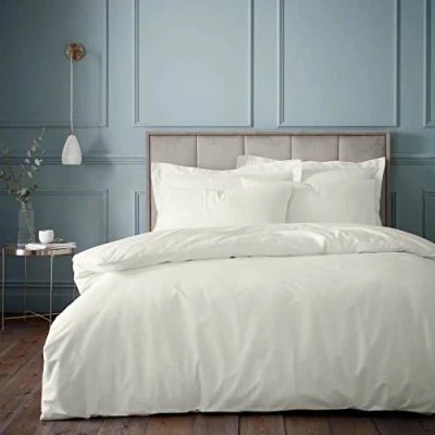 Immagine di Bianca Fine Linens Bedding Set copripiumino king size in cotone egiziano a 180 fili, con federe, colore: Crema