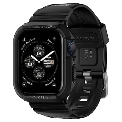 Immagine di Spigen Cover con Cinturino Rugged Armor Pro Compatibile Apple Watch Series per 9/8/7 45mm e 6/SE/5/4 44mm Nero