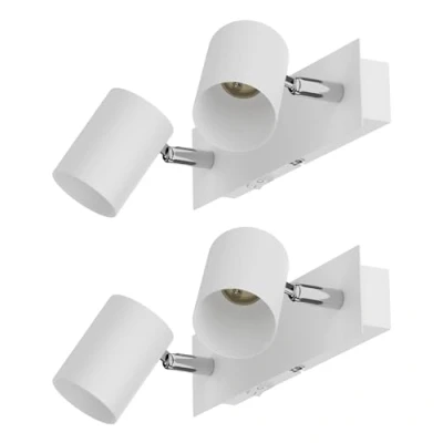 Immagine di ledscom.de 2 pezzi Applique WAIKA, luci, interruttore, bianco opaco, angolare, 2x GU10 max. 60W